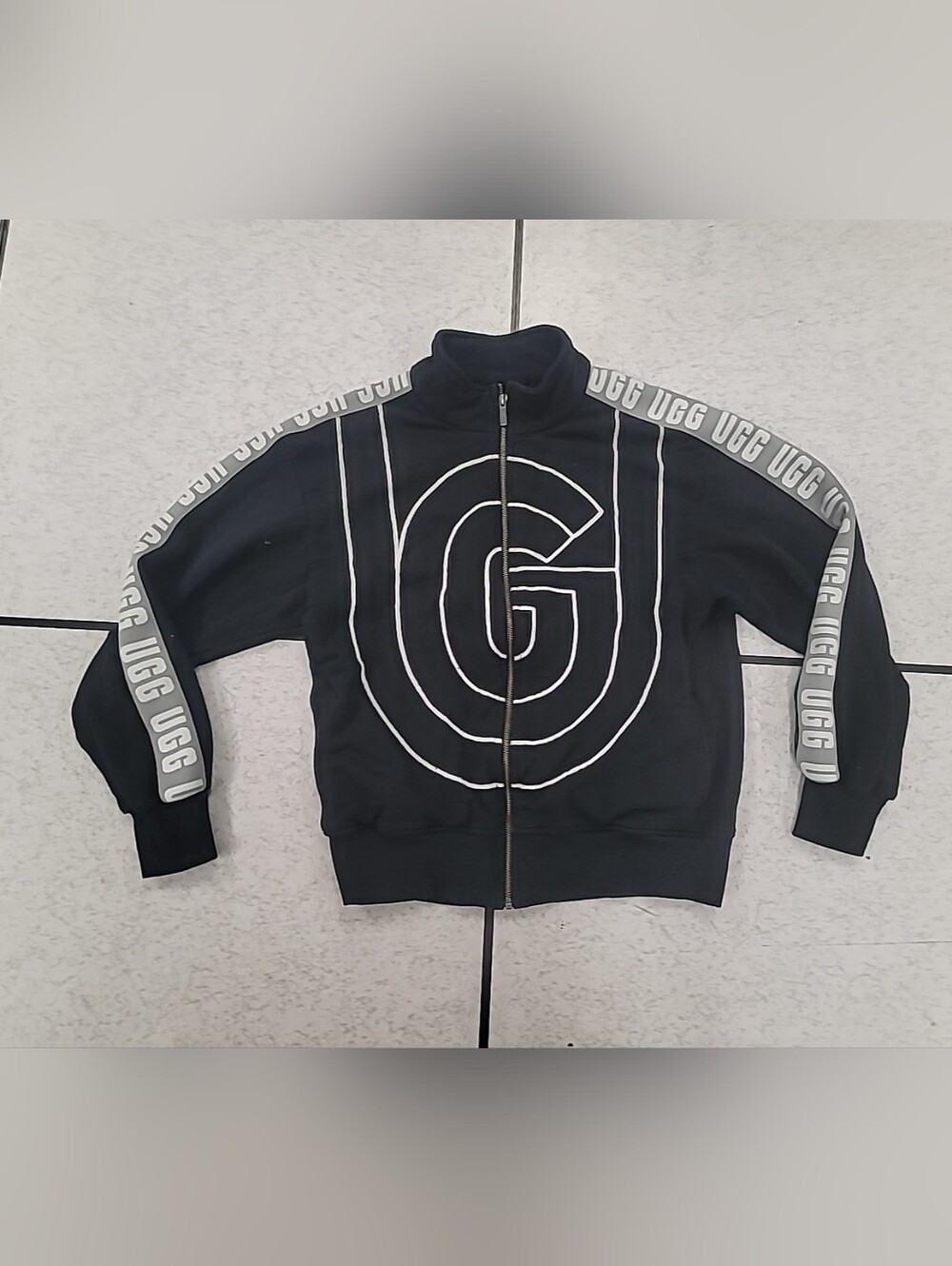 Ladies UGG Reverie Track Jacket Black Cotton Wool Blend ~ Size Med